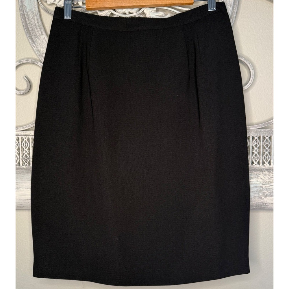 Larry Levine Suits Black Textured Pencil Skirt Size 14 Lined Professional EUC